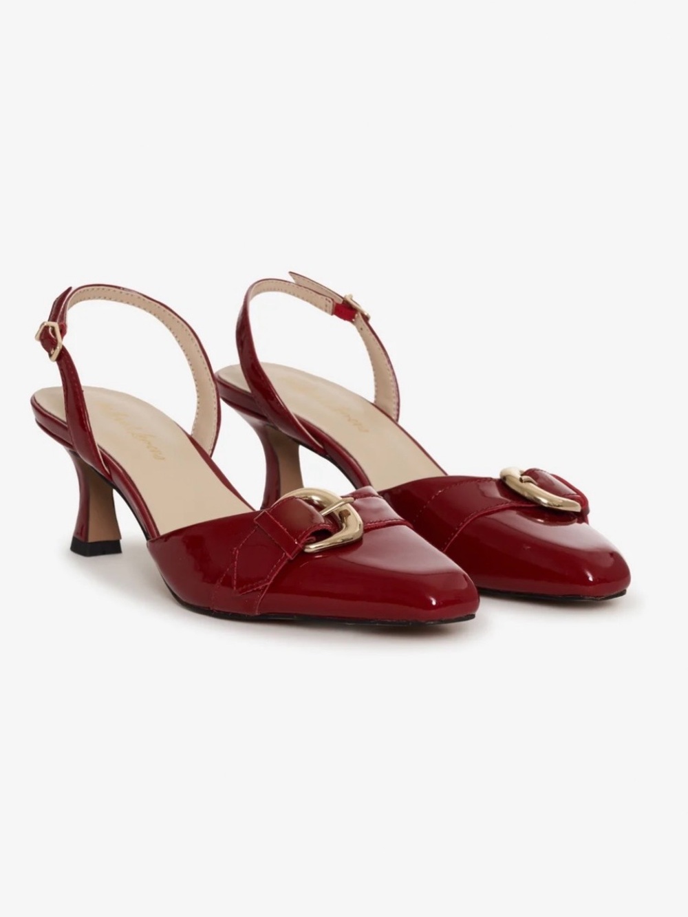 For Love & Lemons Marion Buckle Heel — Oxblood, Size 38